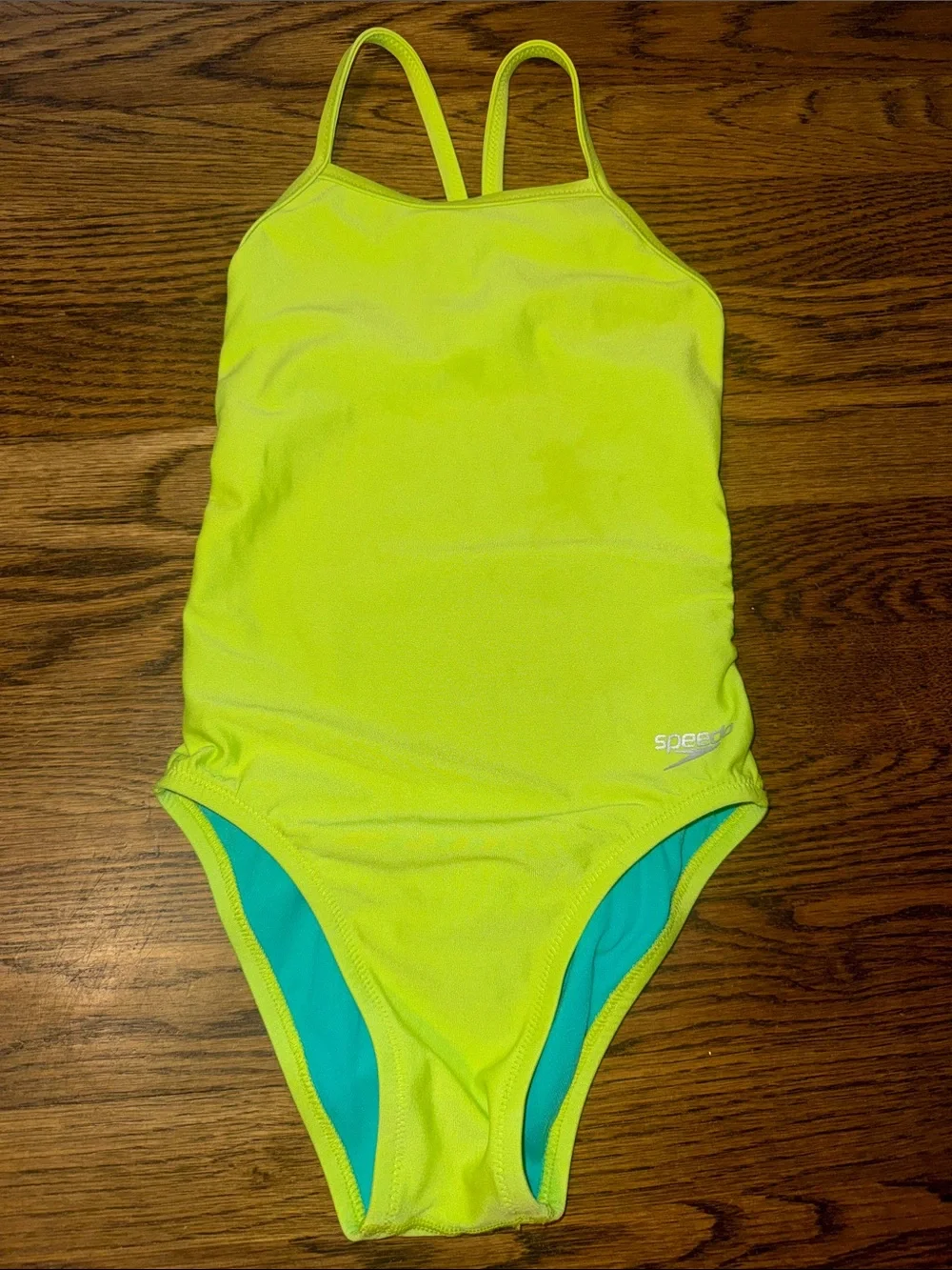 Speedo Neon Green One-Piece Swimsuit with Aqua Lining